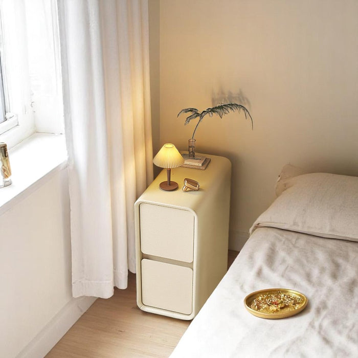 Cream White Bedside Table with Drawers
