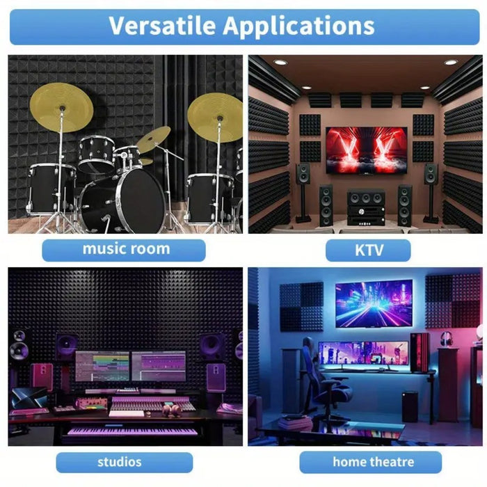 Self-Adhesive Acoustic Foam Panels- 12 Pack