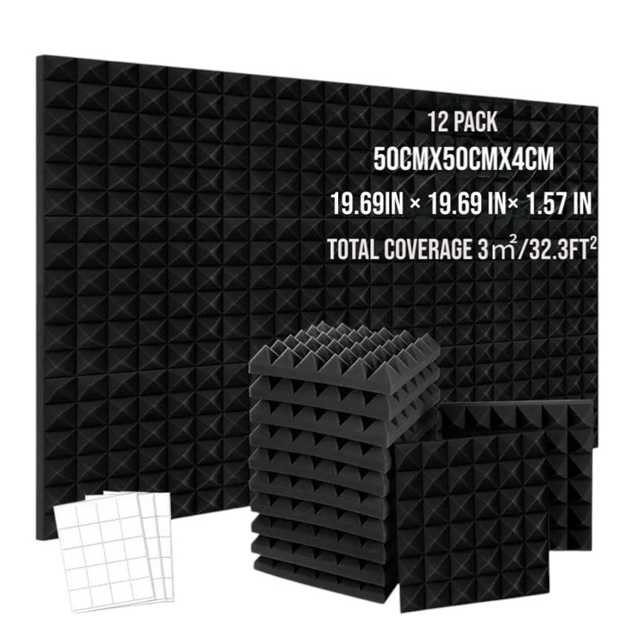 Self-Adhesive Acoustic Foam Panels- 12 Pack