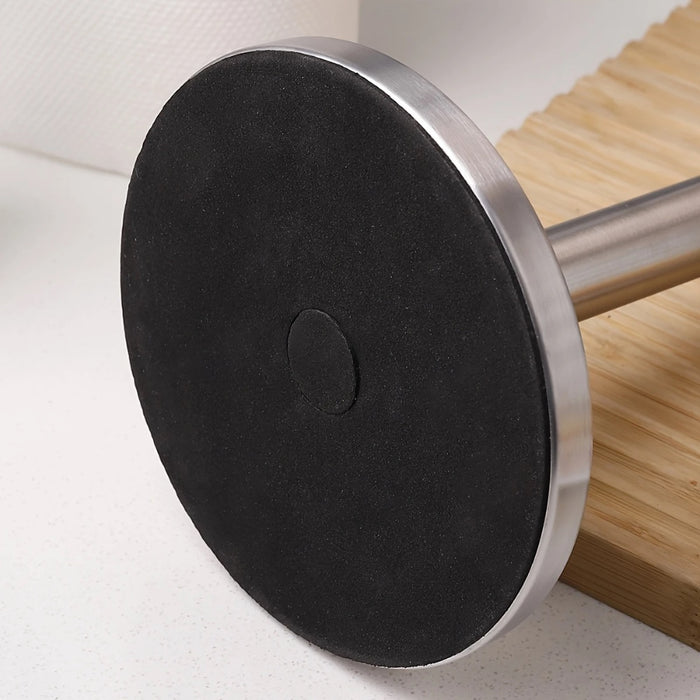 Stainless Steel Paper Towel Holder with Weighted Base and Tension Arm
