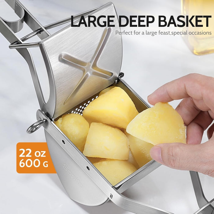 Stainless Steel Potato Ricer with Reinforced Handle Guard