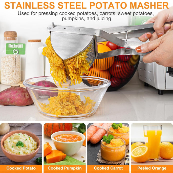 Stainless Steel Potato Ricer with Reinforced Handle Guard