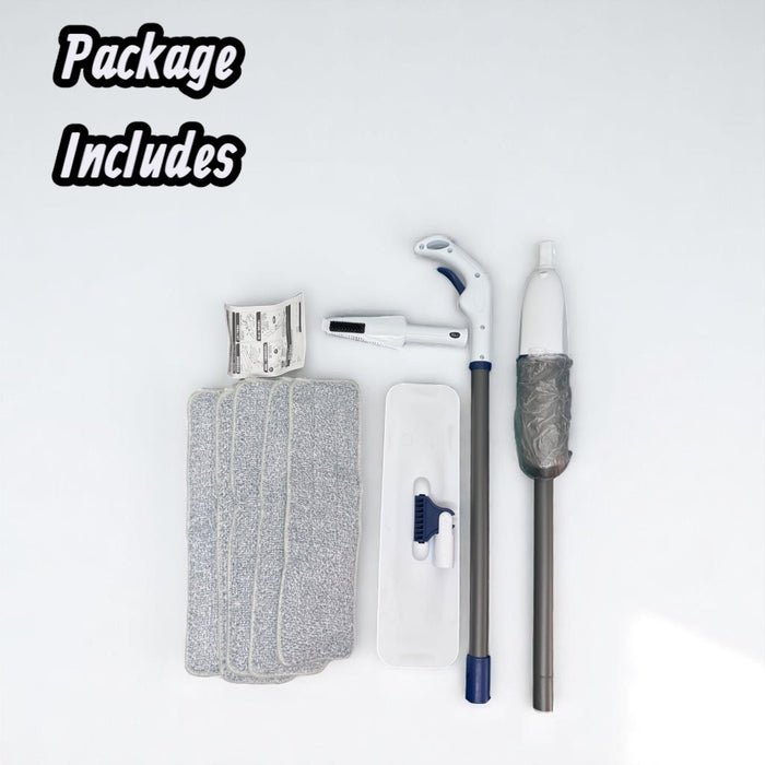 Flat Spray Mop Set – Includes 5 Microfiber Pads Scraper Water Tank