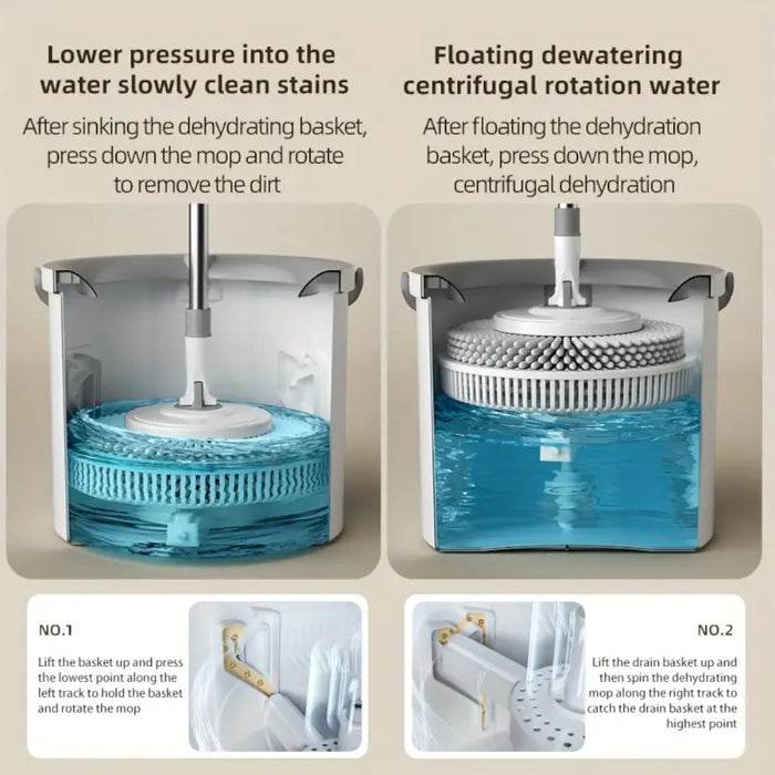 Spin Mop and Bucket Set – 360° Rotating Microfiber Mop with Telescopic Handle