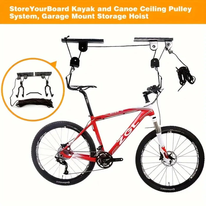 Ceiling Mounted Bike and Kayak Storage Hoist Garage Ceiling Pulley System