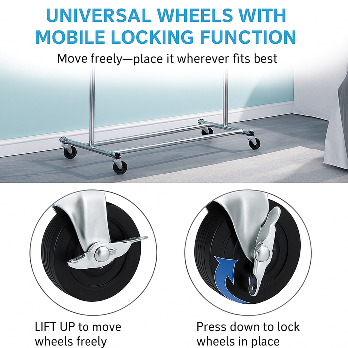 Portable Single Rod Height Adjustable Clothes Rack