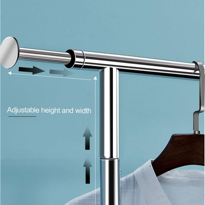 Portable Single Rod Height Adjustable Clothes Rack
