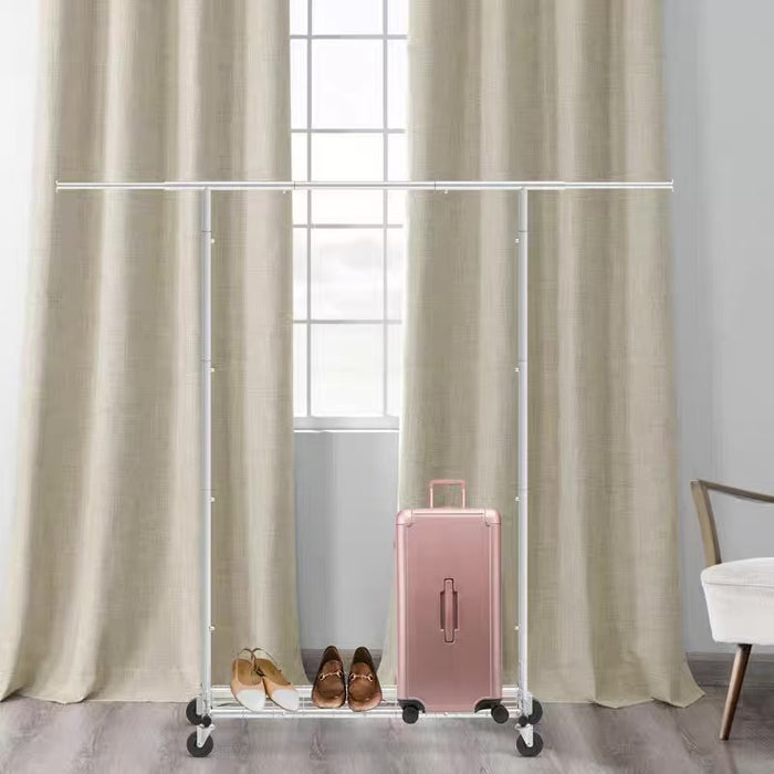 Portable Single Rod Height Adjustable Clothes Rack
