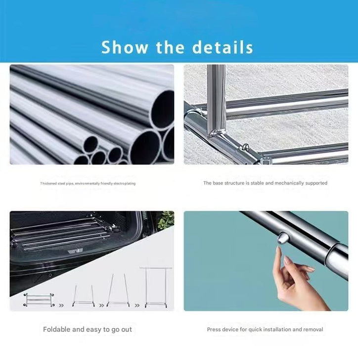 Portable Single Rod Height Adjustable Clothes Rack