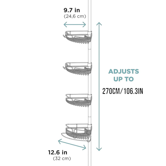 Tension Pole Shower Caddy Adjustable Bathroom Storage Rack