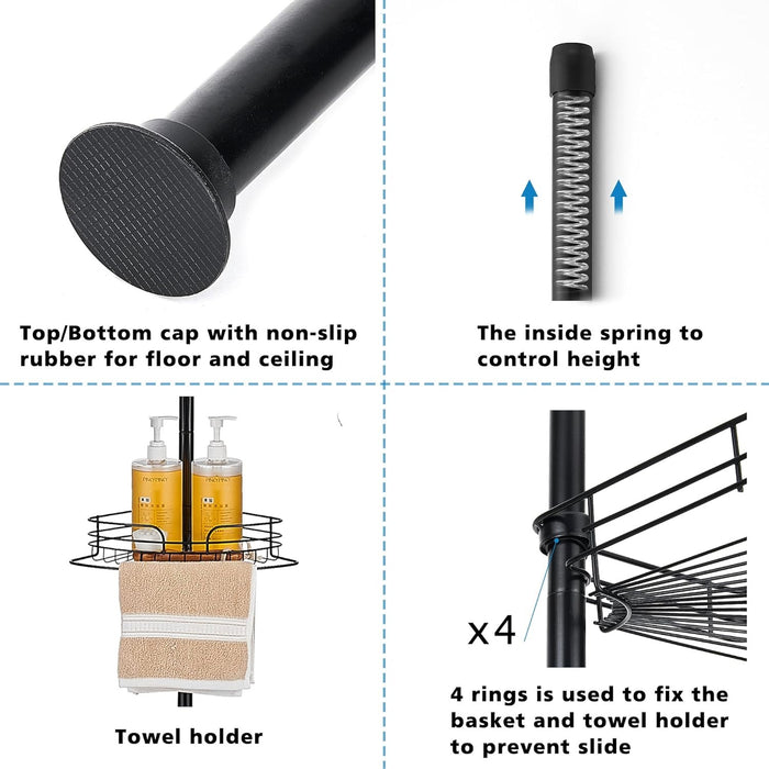 Tension Pole Shower Caddy Adjustable Bathroom Storage Rack