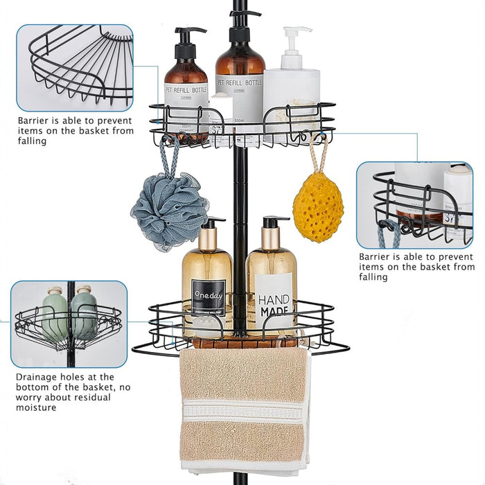 Tension Pole Shower Caddy Adjustable Bathroom Storage Rack
