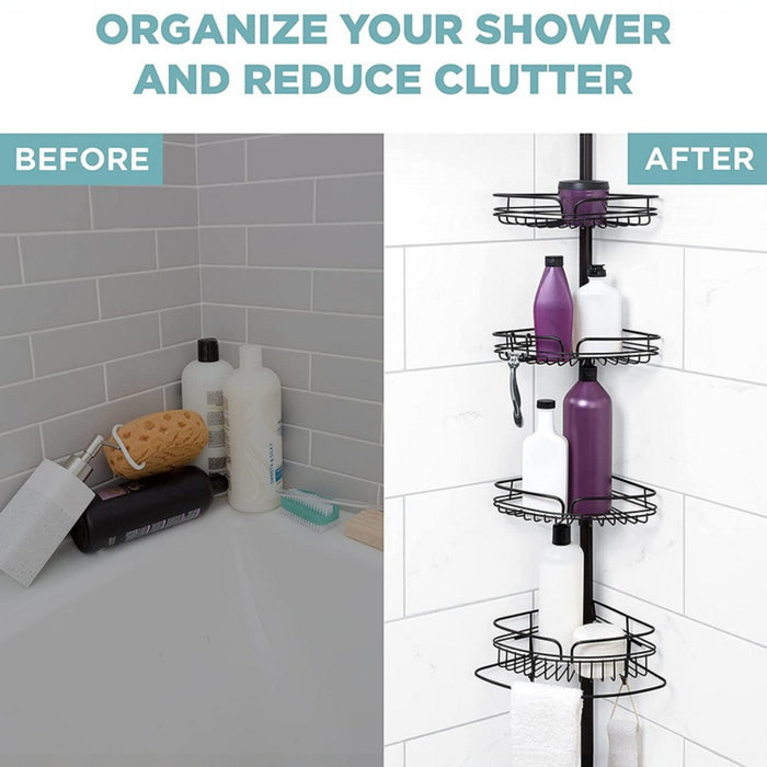 Tension Pole Shower Caddy Adjustable Bathroom Storage Rack