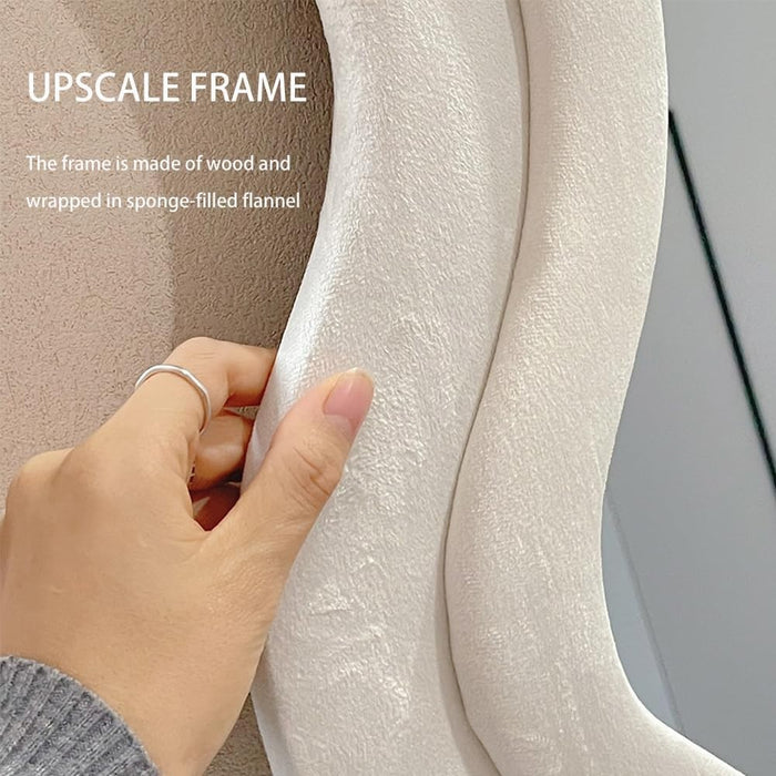 Wavy-Frame Full Length Mirror with Plush Fabric Trim- 170x70cm