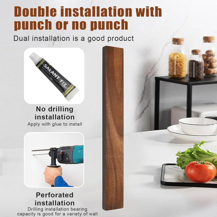 Magnetic Wooden Knife Holder – 41cm Wood Strip