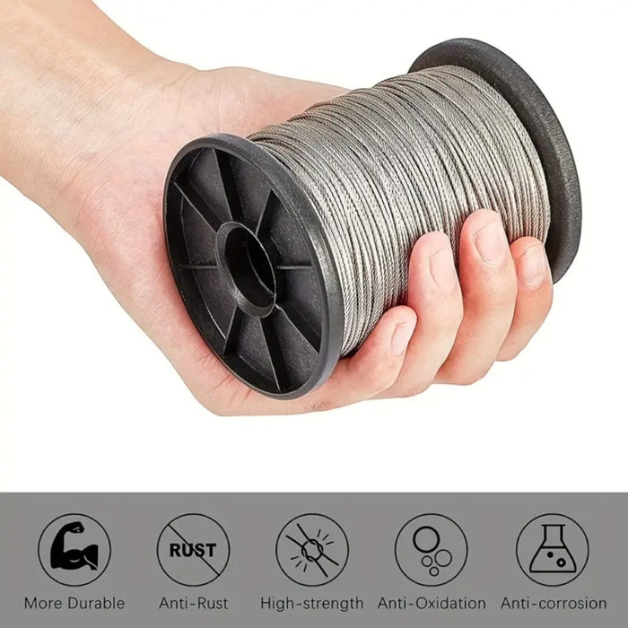 50M Stainless Steel Wire Rope Kit with Fittings – 2mm Cable