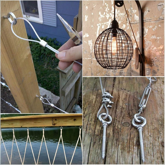 50M Stainless Steel Wire Rope Kit with Fittings – 2mm Cable