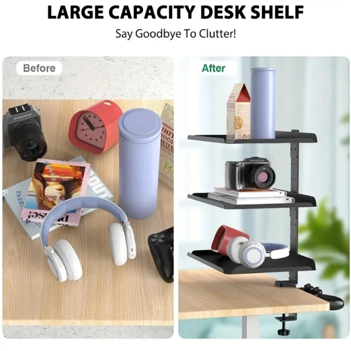Clamp On Desk Shelf with 3 Adjustable Trays
