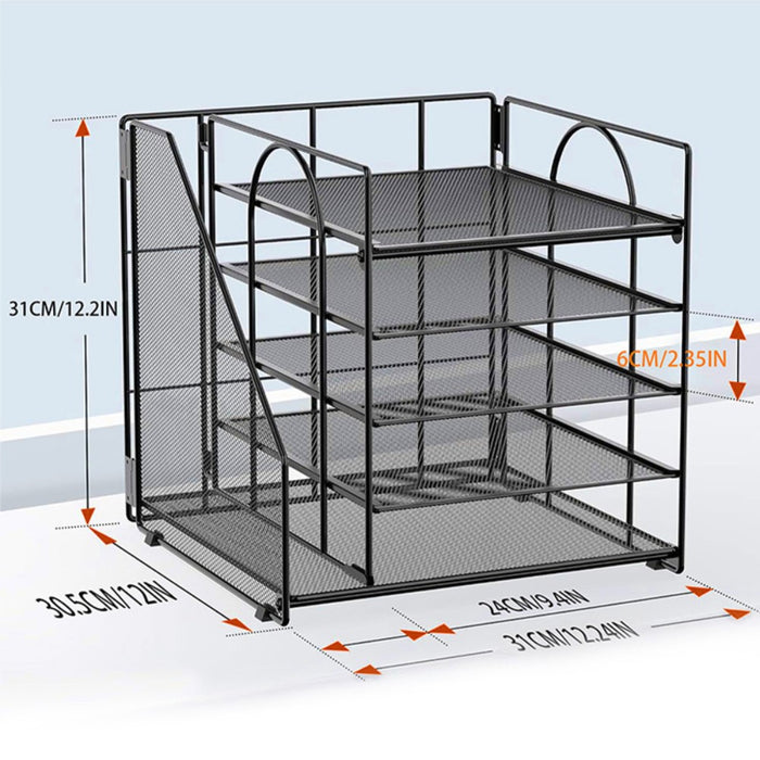 5 Tier Paper Tray Organizer with File Holder