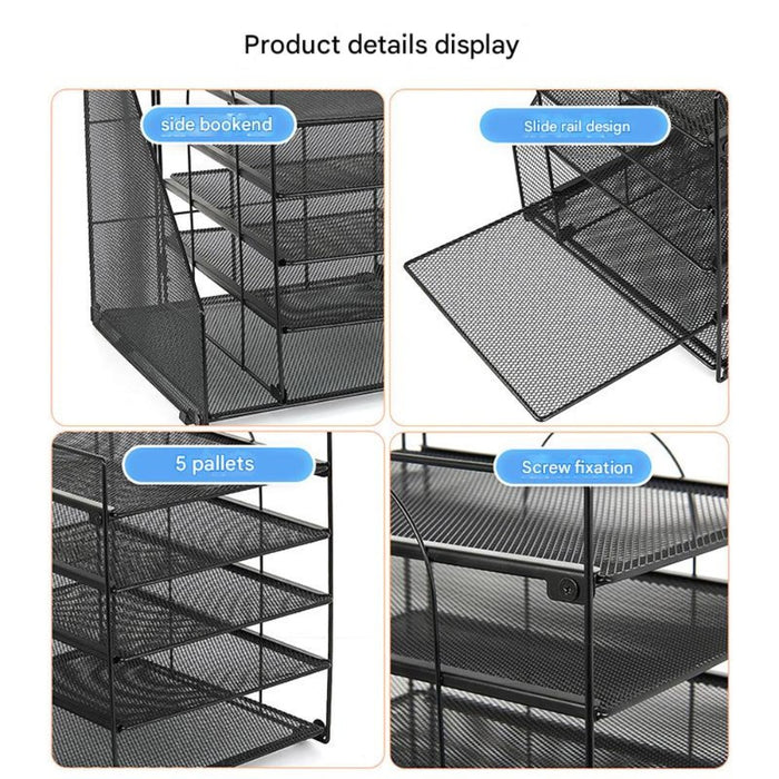 5 Tier Paper Tray Organizer with File Holder