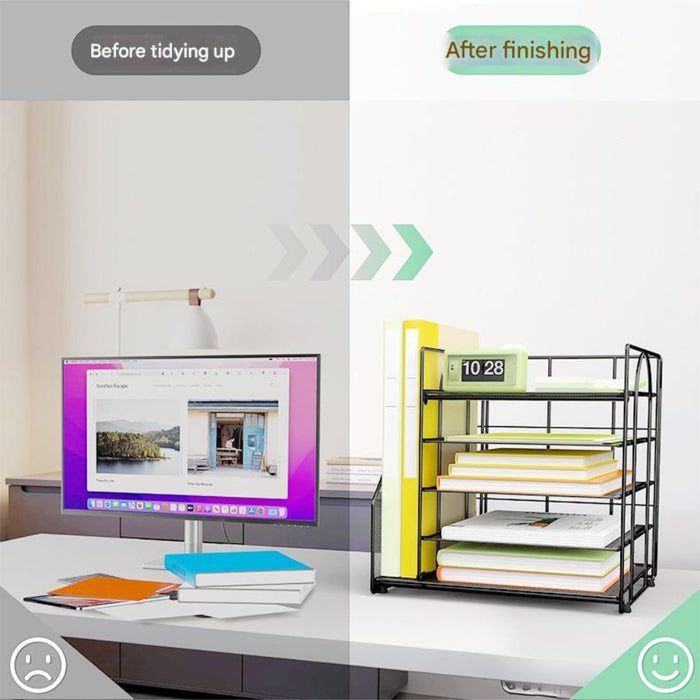 5 Tier Paper Tray Organizer with File Holder