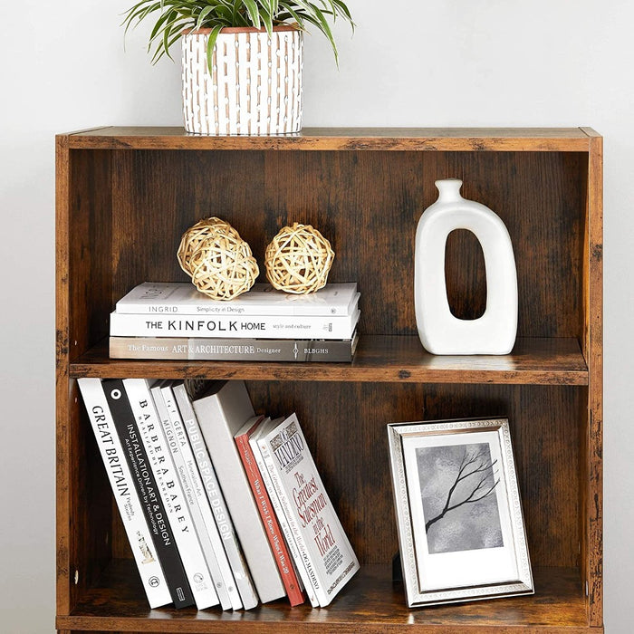 Rustic 4-Tier Bookshelf Storage Shelf