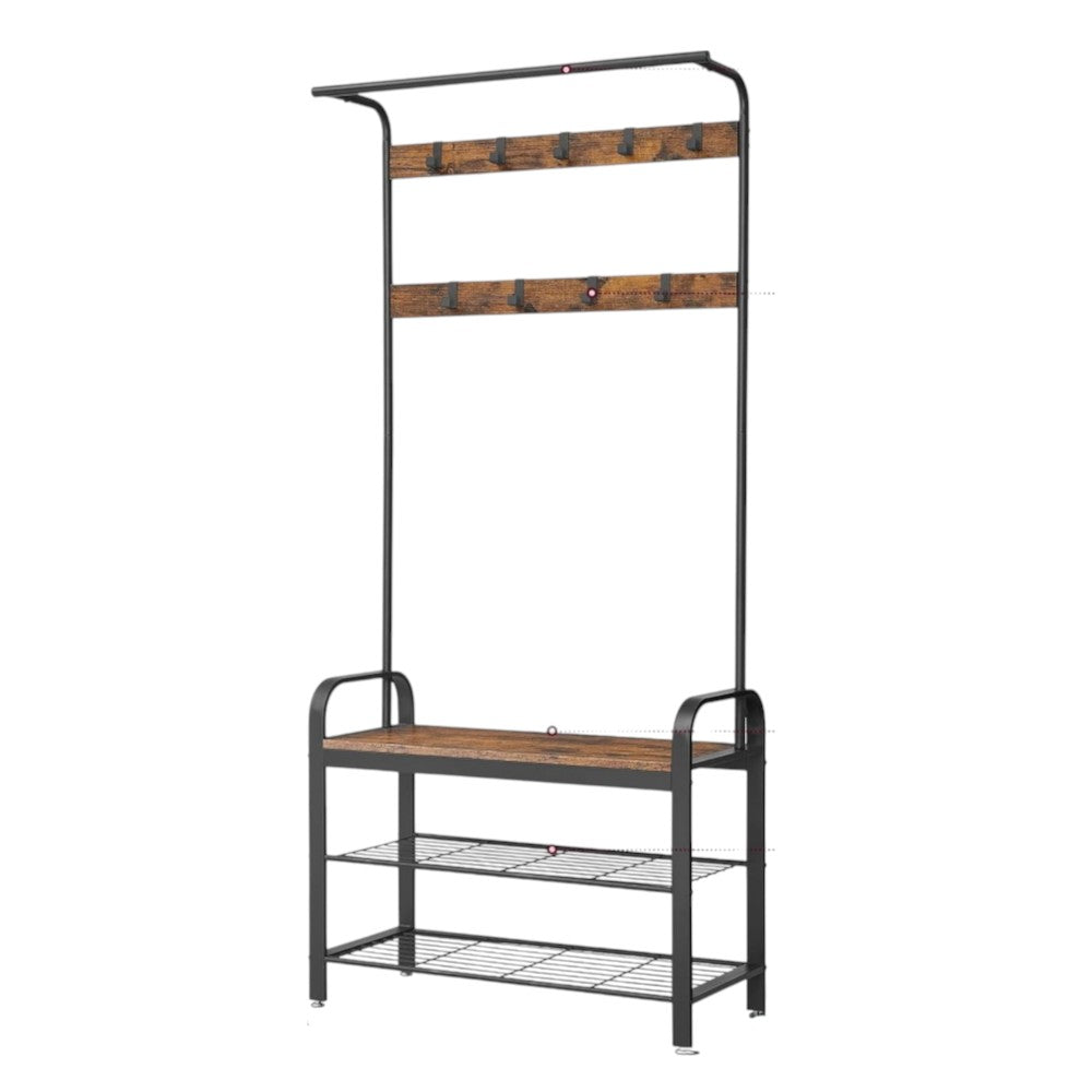 4-in-1 Hall Tree Coat Rack with Shoe Bench and Storage Shelves — Off ...