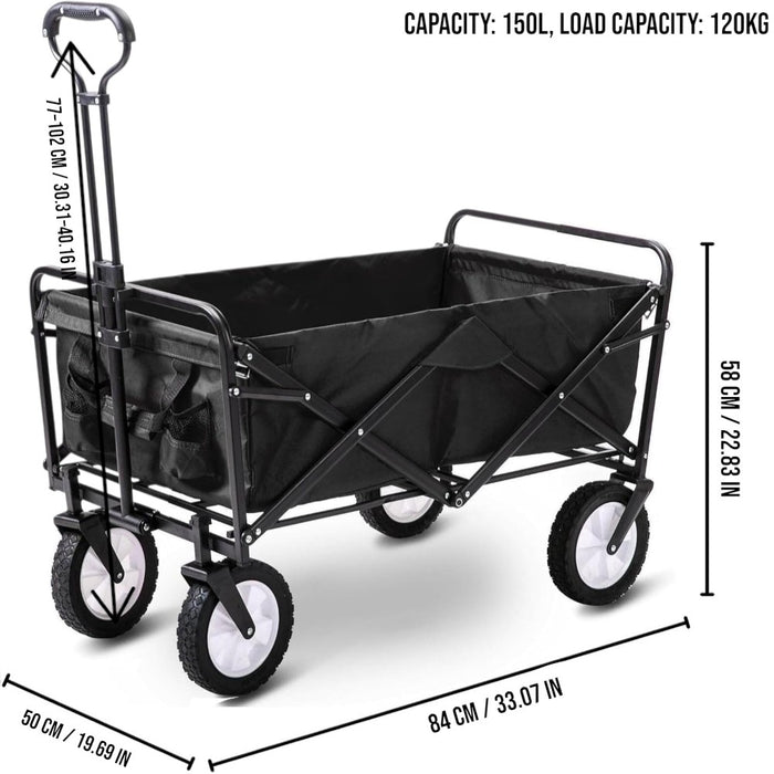 150L Folding Outdoor Utility Wagon Heavy Duty Camping Cart