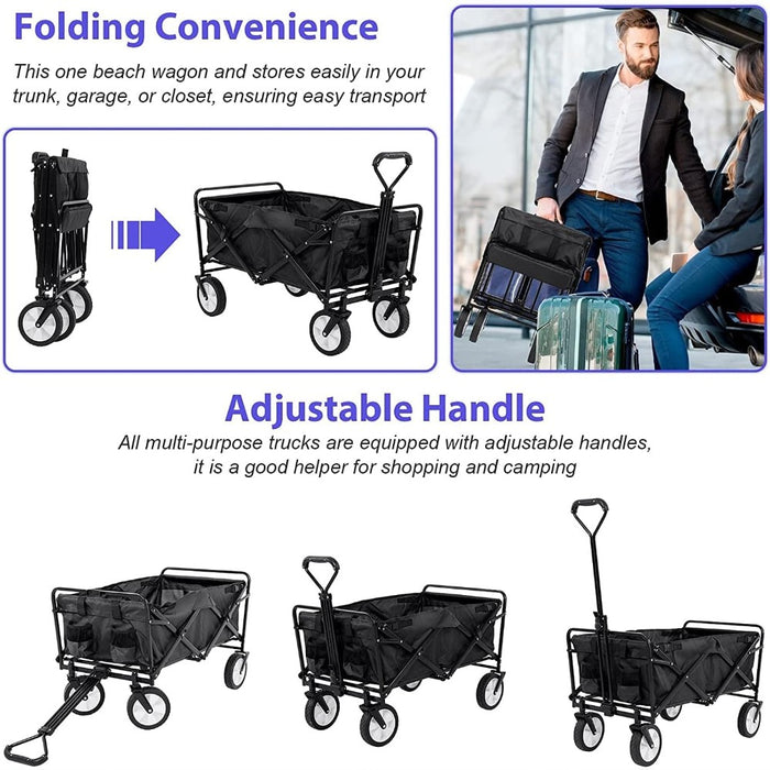 150L Folding Outdoor Utility Wagon Heavy Duty Camping Cart