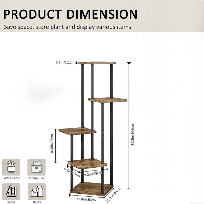 5 Tier Plant Stand Indoor Corner Flower Shelf with MDF Boards