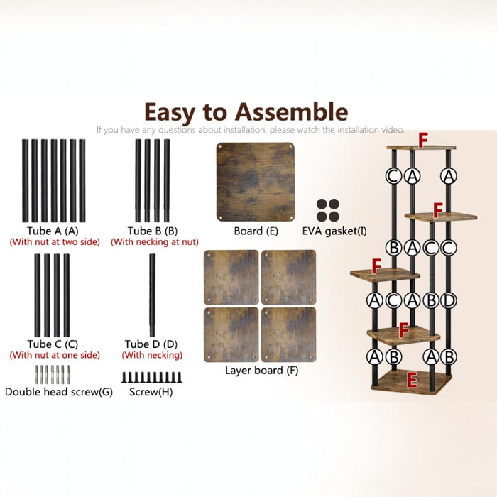 5 Tier Plant Stand Indoor Corner Flower Shelf with MDF Boards