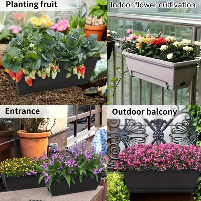 15L Rectangular Planter Box Set With Drainage Tray- 10 Pack