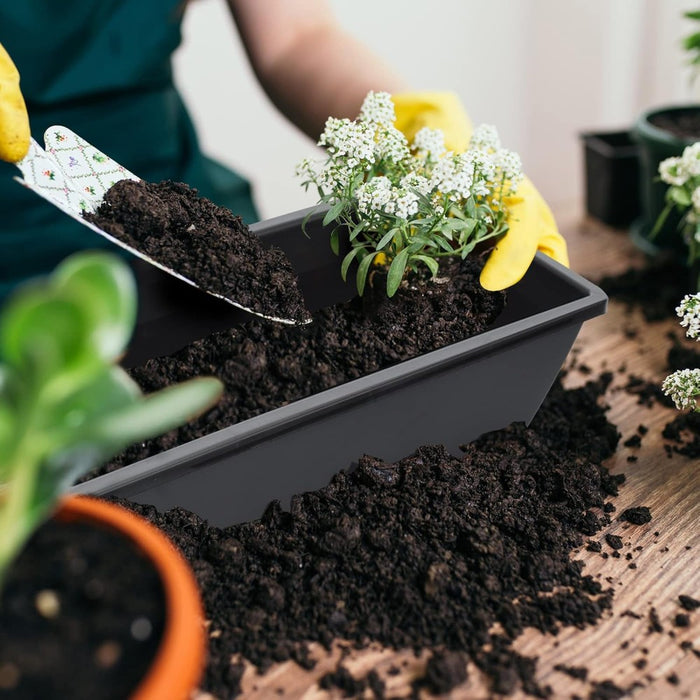 15L Rectangular Planter Box Set With Drainage Tray- 10 Pack