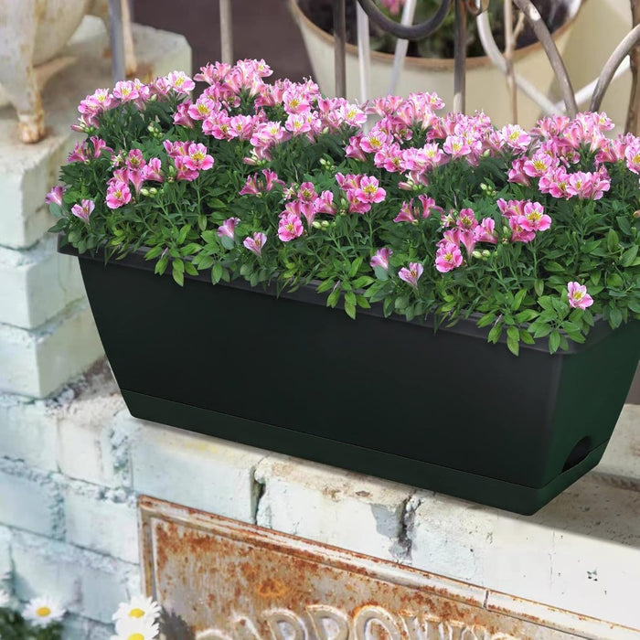 15L Rectangular Planter Box Set With Drainage Tray- 10 Pack