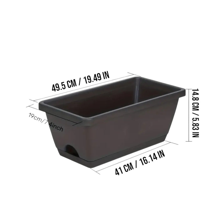 15L Rectangular Planter Box Set With Drainage Tray- 10 Pack