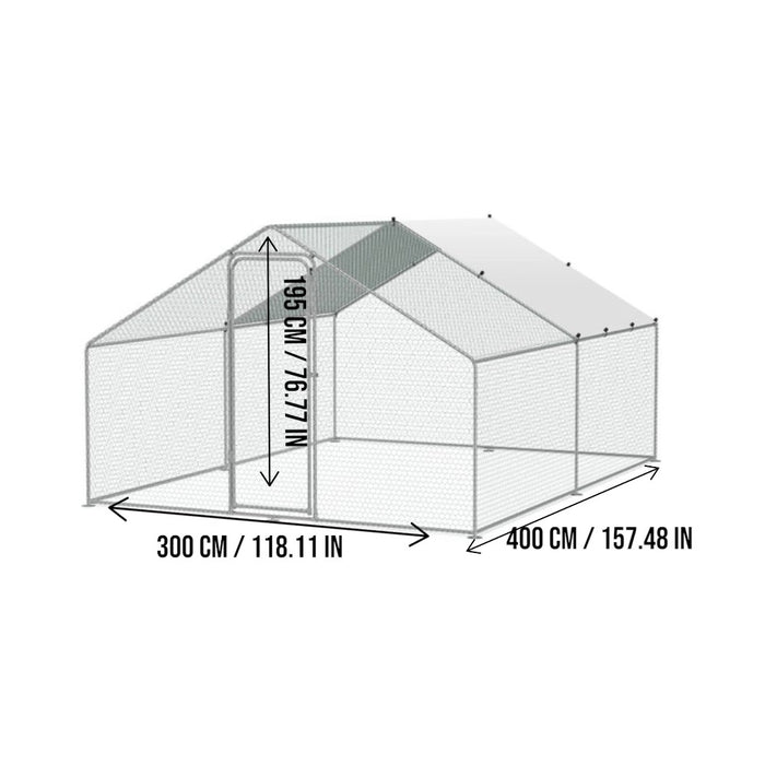 Large Chicken Coop with Roof Cover – 4×3×2m