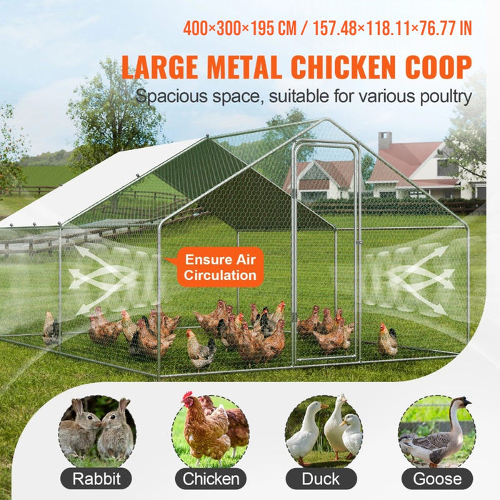 Large Chicken Coop with Roof Cover – 4×3×2m