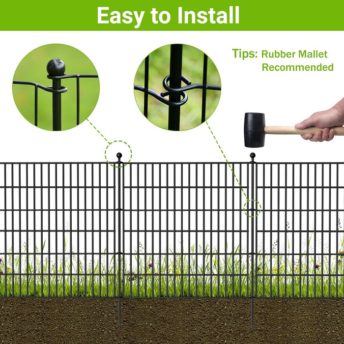 10 Pack Metal Garden Barrier Fence 80×69cm Animal Fence Panels Decorative Garden Border