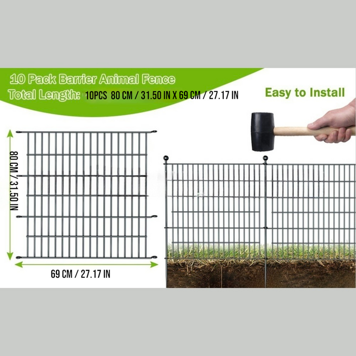 10 Pack Metal Garden Barrier Fence 80×69cm Animal Fence Panels Decorative Garden Border