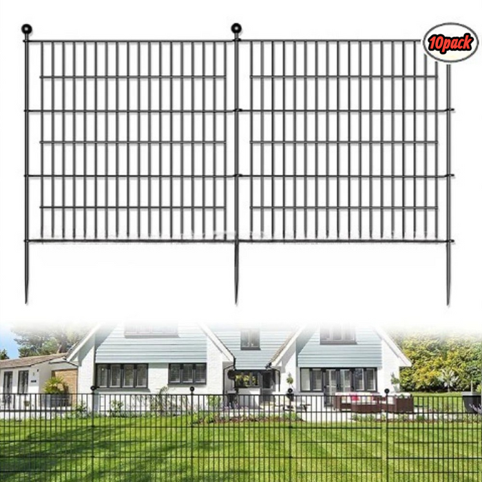 10 Pack Metal Garden Barrier Fence 80×69cm Animal Fence Panels Decorative Garden Border