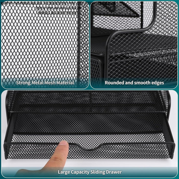 Mesh Desk Organizer with Drawer Pen Holder