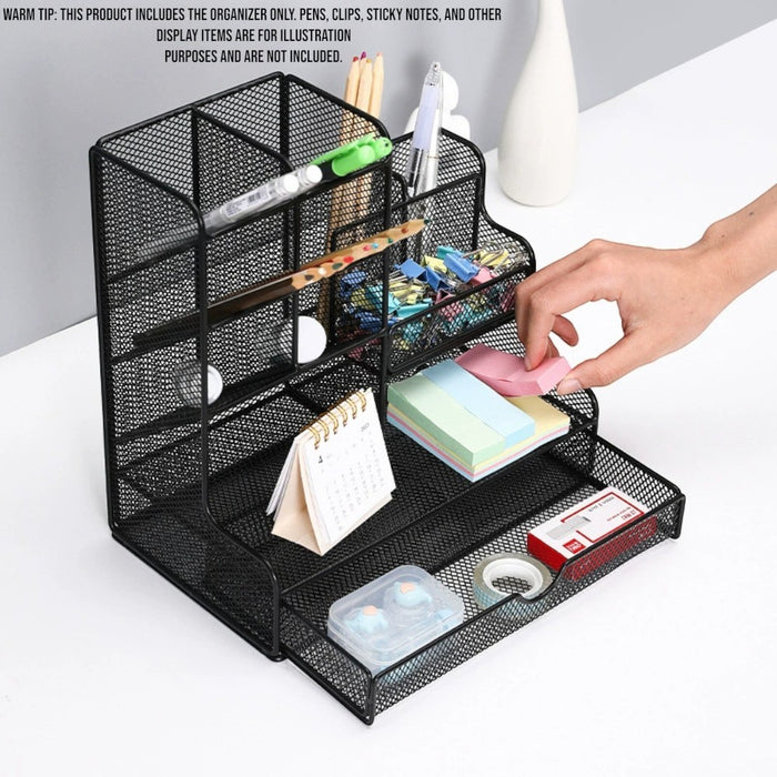 Mesh Desk Organizer with Drawer Pen Holder