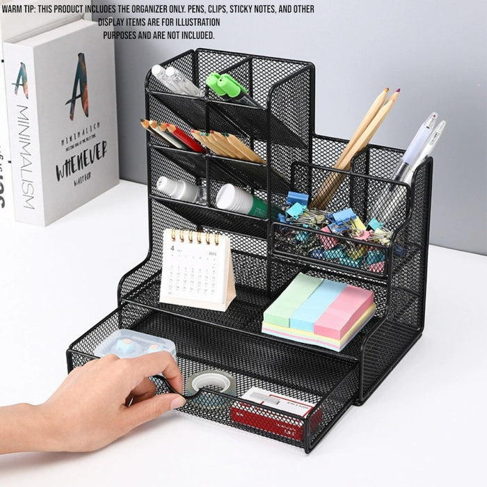 Mesh Desk Organizer with Drawer Pen Holder