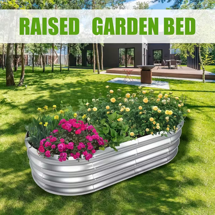 Oval Galvanized Raised Garden Bed Kit-180cm