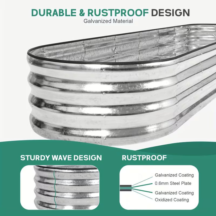 Oval Galvanized Raised Garden Bed Kit-180cm