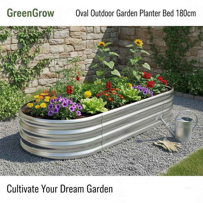 Oval Galvanized Raised Garden Bed Kit-180cm