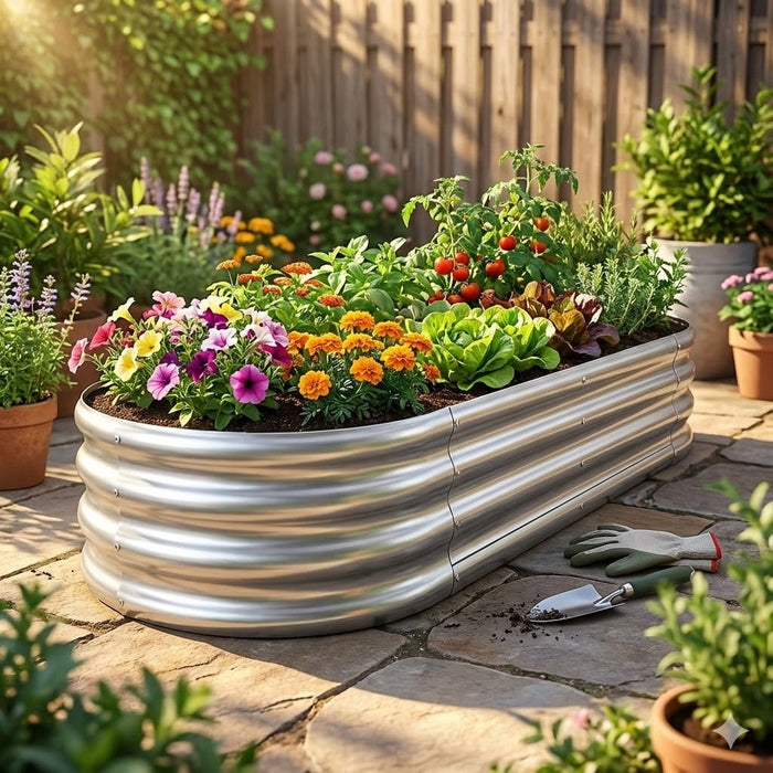 Oval Galvanized Raised Garden Bed Kit-180cm