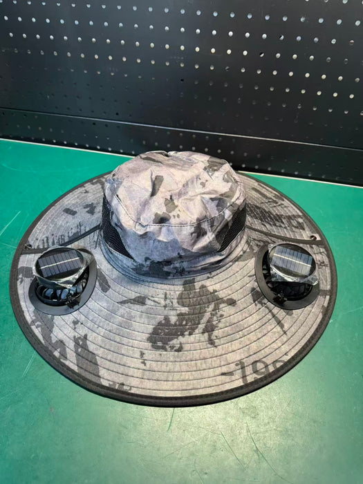 Solar Fan Hat with Dual Cooling Fans for Hiking or Fishing - USB Rechargeable