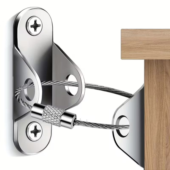 Metal Furniture Anchors Anti-Tip Kit Heavy Duty Steel Wire Straps- 3 Pack