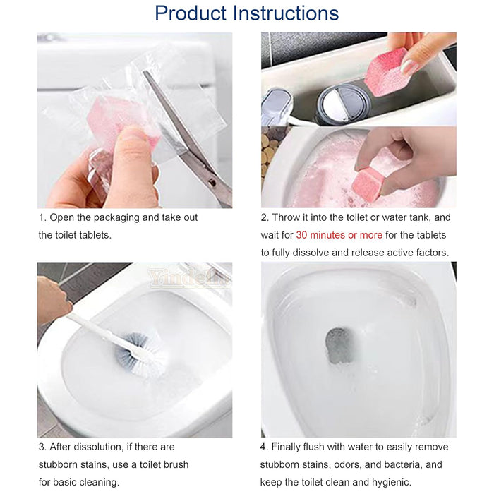 Toilet Cleaning Effervescent Tablets Stain Deodorizer- 24Pcs